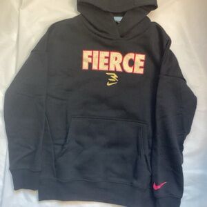 Nike Kids Black Hoodie with Pink and Gold Accents